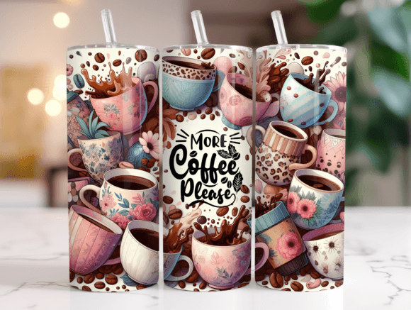 20oz Floral Coffee Lover Tumbler PNG Graphics