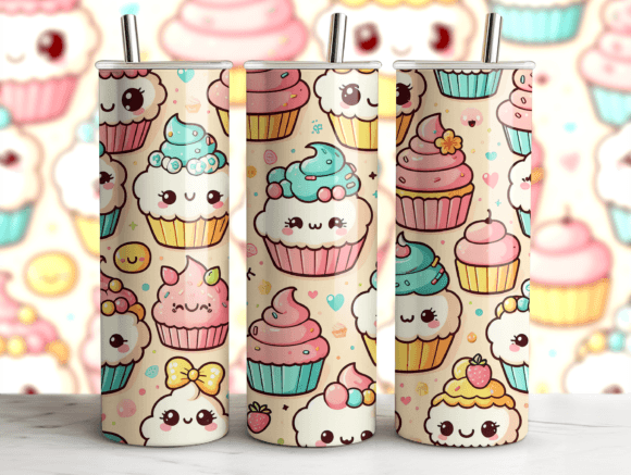 20OZ Kawaii Food Pattern Tumbler Wrap Graphics