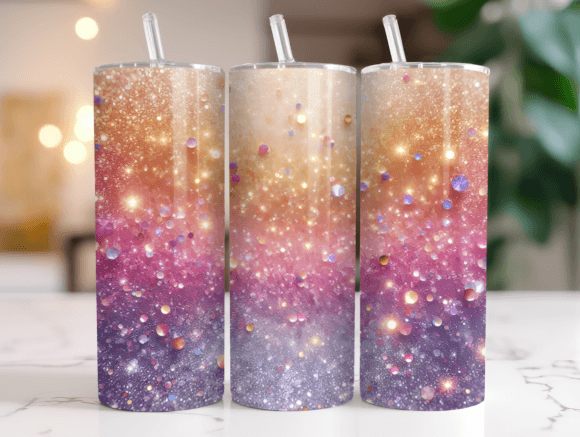 20oz Seamless Glitter Tumbler Wrap Png