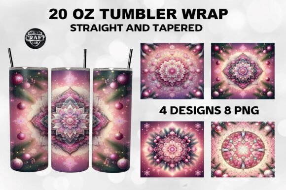 Christmas Pink Stained Glass Tumbler PNG Graphics