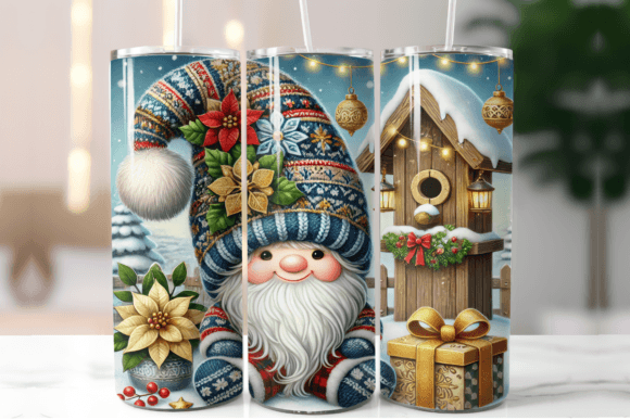 Christmas Tumbler Wrap, Gnome Xmas: Graphics & Print Templates