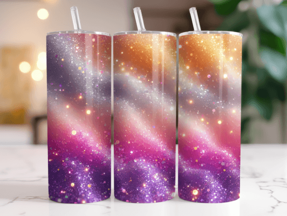 Colorful Glitter 20oz Tumbler Wrap Png