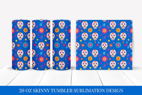 Dia De Los Muertos Skinny Tumbler Wrap Graphics