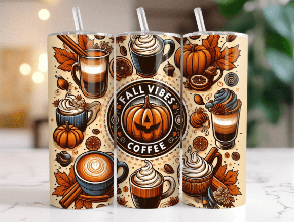 Fall Vibes Coffee 20 Oz Tumbler Wrap Graphics