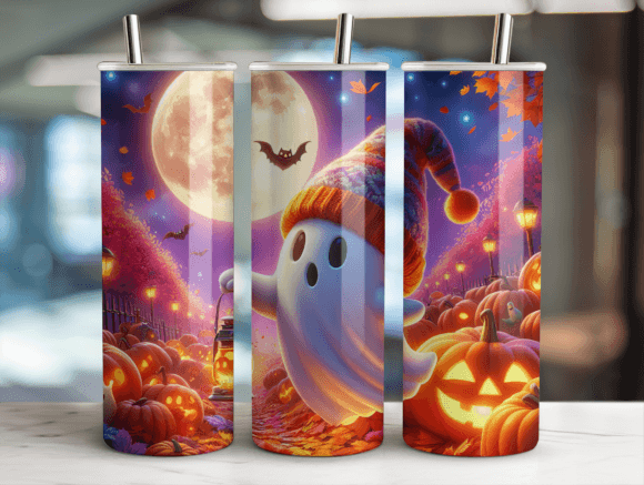 Ghost Cheer Halloween Tumbler Wrap Graphics