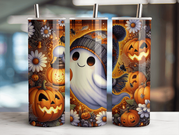 Ghost Fun Halloween Tumbler Wrap PNG: Graphics for Seasonal Tumbler Wraps
