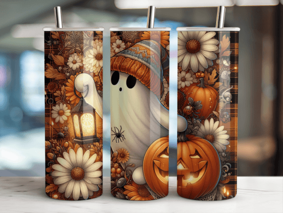 Ghostly Greetings Halloween Tumbler Wrap: Graphics for Tumbler Wraps