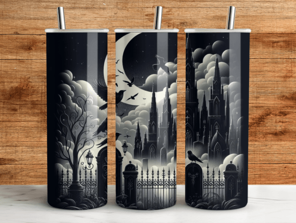 Gothic Graveyard 20oz Tumbler Wrap PNG
