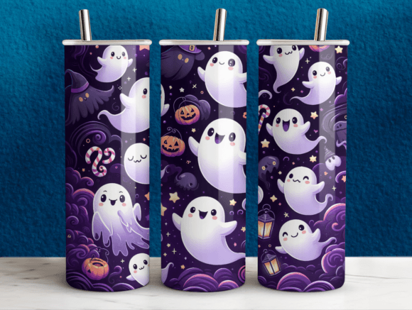 Halloween Ghost Gathering Tumbler Wrap: Graphics for Seasonal Tumbler Wraps