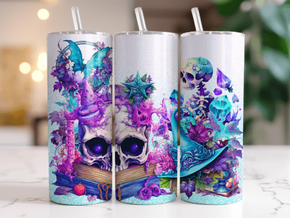 Halloween Pastel Skulls 20 Oz Wrap Graphics