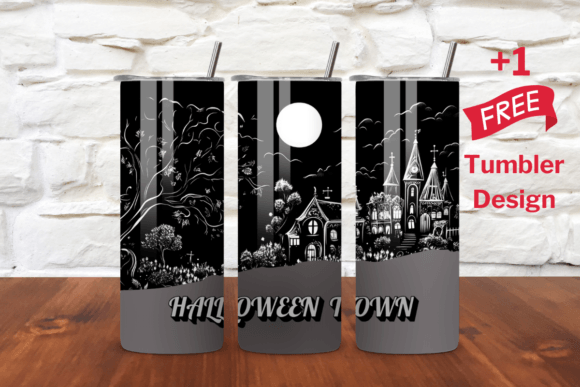Halloween Town 20oz Tumbler Wrap, PNG