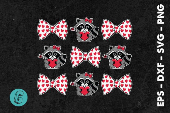 Happy Valentine s Day Raccoon SVG Graphics and Print Templates