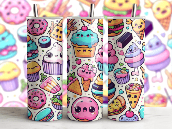 Kawaii Food 20oz Tumbler Sublimation Graphics