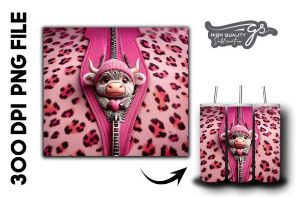 Leopard Highland Cow Tumbler Wrap 30 Graphics & Backgrounds