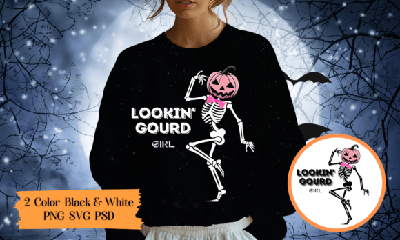 Lookin’ Gourd Girl: Funny Ghost Halloween Graphics & Illustrations