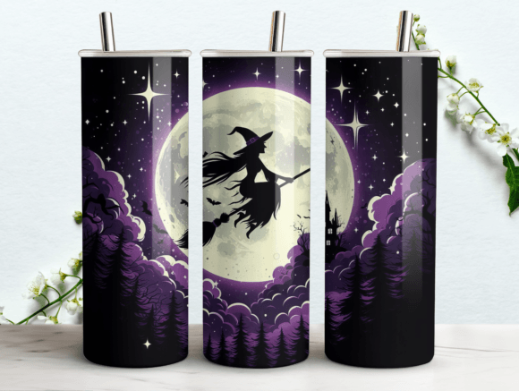 Moonlit Witchy Tumbler Wrap Sublimation Graphics