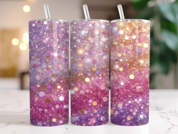 Pink and Purple Glitter Gradient Tumbler Graphics