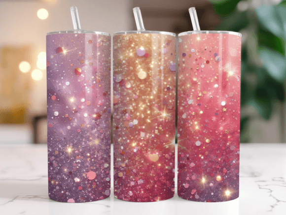 Pink Gold Glitter Tumbler Wrap Png 20oz