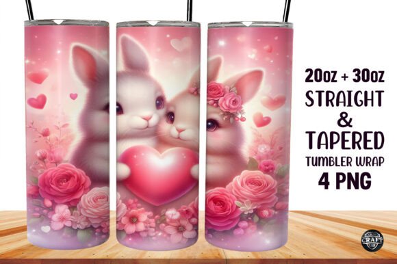 Rabbit Valentine’s Tumbler Wrap 20oz PNG