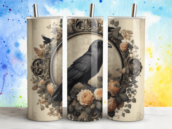 Raven Roses 20oz Tumbler Wrap PNG