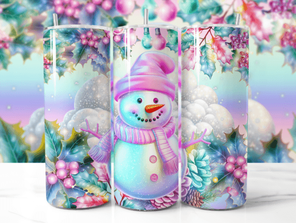 Snowman Christmas 20 Oz Tumbler Wrap Graphics