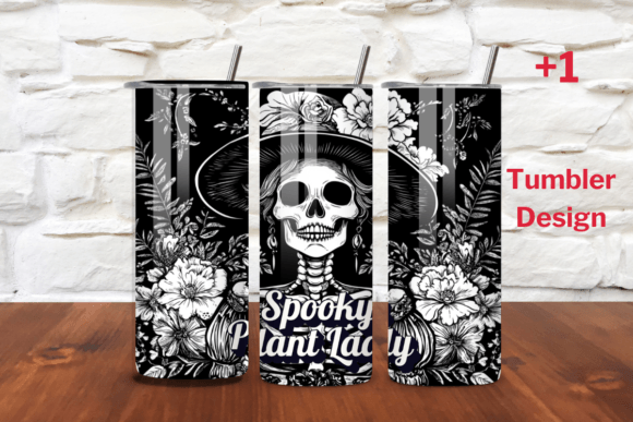 Spooky Plant Lady Tumbler Wrap PNG Graphics