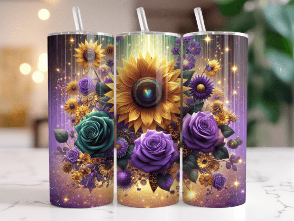 Sunflower Rose Floral 20oz Tumbler Wrap