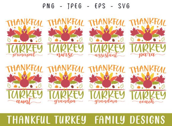 Thankful Family Turkey Fall Thanksgiving Graphics