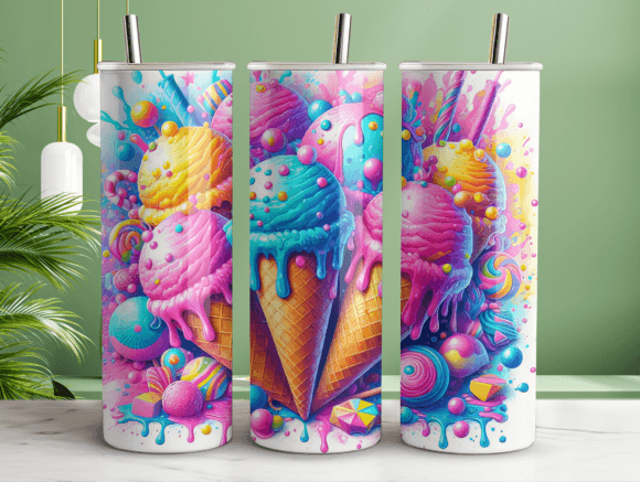 Vibrant Ice Cream Tumbler Wrap Graphics