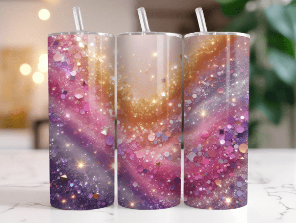 Vibrant Pink Gold Glitter Tumbler Wrap