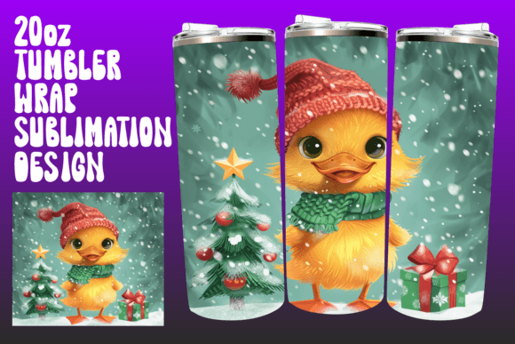 Watercolor Winter Animals Tumbler Wraps Graphics